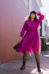 Ruffle Collar Long Sleeve A-Line Dress