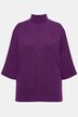 Ribbed Panel 3/4 Sleeve Turtleneck Sweater