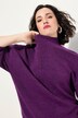 Ribbed Panel 3/4 Sleeve Turtleneck Sweater
