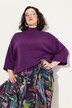 Ribbed Panel 3/4 Sleeve Turtleneck Sweater