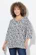 T-shirt avec plis fantaisie, décolleté en V et manches 3/4, coupe évasée