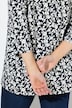T-shirt avec plis fantaisie, décolleté en V et manches 3/4, coupe évasée