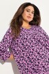 Floral 3/4 Sleeve V-Neck A-Line Tee