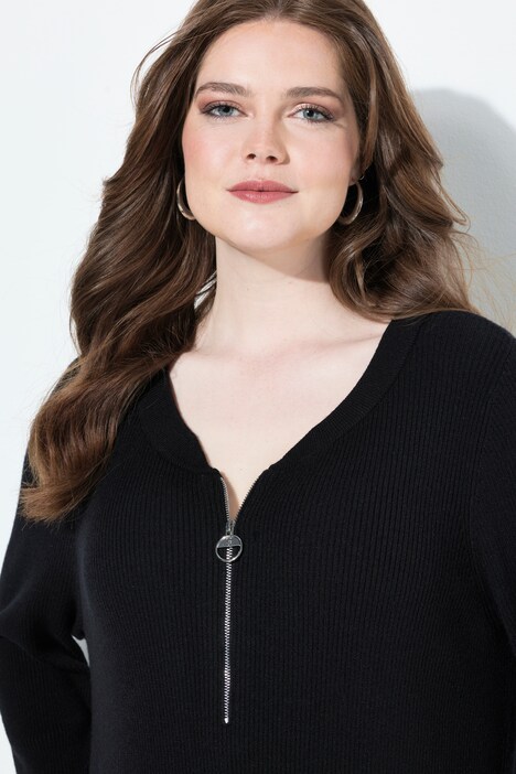Ribbed Jersey Zip Front Dress