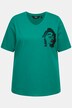 T-shirt avec broderies, col en V et manches courtes. Coupe Classic Fit.