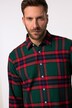 Chemise JP 1880 en flanelle à carreaux, manches longues et col Kent, coupe Modern Fit - jusqu'au 8 XL