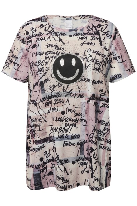 Tričko, oversize, klikatý vzor, Smiley, kulatý výstřih, krátké rukávy