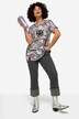 T-shirt dal taglio oversize con Smiley, fantasia a ghirigori, scollo a girocollo e mezze maniche