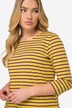 T-shirt rayé coupe Regular Fit à col rond et manches 3/4