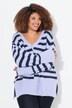 Pullover, striber, oversized, rund hals, lange ærmer