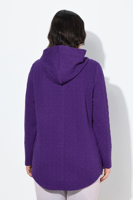 Hoodie-jack, kabelsteek, drukknopen, langere achterkant
