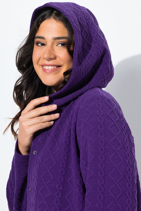 Hoodie-jack, kabelsteek, drukknopen, langere achterkant
