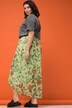 Midiskjørt, A-linje, chiffon, blomstertrykk, elastisk linning