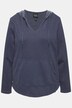 Hoodie, open afgewerkt, capuchon, V-hals, lange mouwen