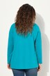 Camiseta, pliegues, perlas, forma en A, cuello redondo, manga larga
