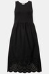 Vestido maxi, línea A, mezcla de materiales, cuello redondo, sin mangas, bordado calado