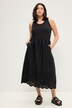 Vestido maxi, línea A, mezcla de materiales, cuello redondo, sin mangas, bordado calado