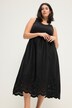Vestido maxi, línea A, mezcla de materiales, cuello redondo, sin mangas, bordado calado