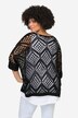 Suéter, oversize, punto calado, escote de pico, manga larga