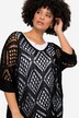 Suéter, oversize, punto calado, escote de pico, manga larga