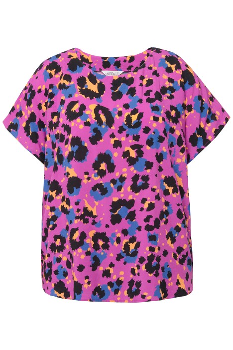 Halenkové tričko, oversize, barevný leopardím vzor, kulatý výstřih