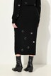 Gebreide midirok, oogjes, slim, elastische tailleband, geribbeld breisel