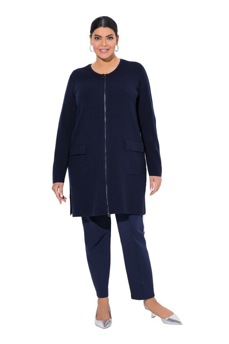 Rozepínací svetr, jemný žebrovaný materiál, kulatý výstřih, dvoucestný zip
