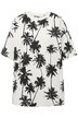 Oversize tričko, palmový potisk, kulatý výstřih, krátké rukávy, unisex