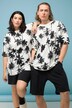 Oversize-paita, palmuprintti, pyöreä pääntie, lyhyet hihat, unisex