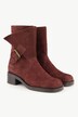 Skinn-boots, semsket skinn, glidelås, avtagbar fotseng, bredde H
