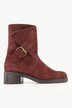 Skinn-boots, semsket skinn, glidelås, avtagbar fotseng, bredde H