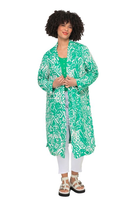 Kimono, plošný potisk, otevřený střih, široké dlouhé rukávy