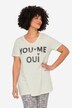 T-shirt, paillet-tekst, V-udskæring, korte ærmer