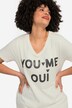 T-shirt, paillet-tekst, V-udskæring, korte ærmer