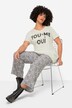 T-shirt, paillet-tekst, V-udskæring, korte ærmer