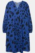 Leopard Print Muslin Dress with Wide Balloon Sleeves and Tunic Neckline