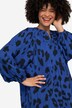 Leopard Print Muslin Dress with Wide Balloon Sleeves and Tunic Neckline