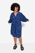 Leopard Print Muslin Dress with Wide Balloon Sleeves and Tunic Neckline
