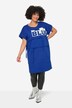 Lang shirt, oversized, letters, ronde hals, rimpelbandjes