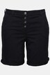 Twill-shorts, lige pasform, synlige knapper, opsmøgningskant