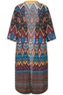 Kimono, grafický potisk, otevřený střih, široké 3/4 rukávy