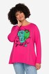 T-shirt, gezicht-motief, ronde hals, lange mouwen