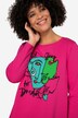 T-shirt, gezicht-motief, ronde hals, lange mouwen
