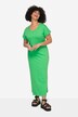 Maxi jurk van jersey, ronde hals, halve mouwen, zijsplitten