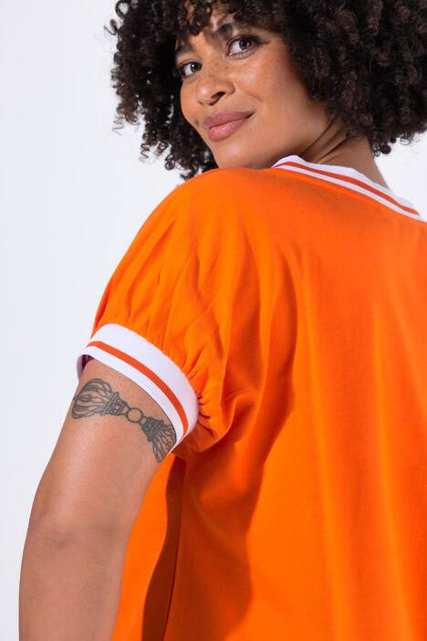Trui, oversized, V-hals, gestreepte manchetten
