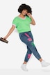 Jeans con stampa colorata, cinque tasche e orli elastici