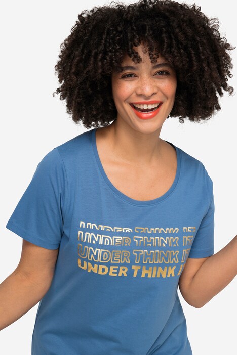 Half-Sleeve Crew Neck Inscription T-Shirt