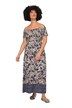 Žerzejové maxi šaty, A střih, kašmírový potisk, elasticky mačkaný materiál na poprsí, krátké rukávy