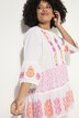 3/4-Sleeve V-Neck Patterned Stripe Tunic