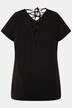 T-shirt, oversize, pyntebånd på ryggen, V-udskæring, korte ærmer